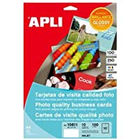 Apli 9087an - Bolsa de 10 hojas tarjetas visita- 89 x 51 mm- para impresión- color glossy